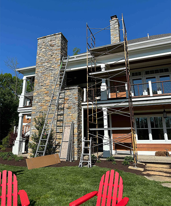 Chimney Repair Set up with Scaffolding Chimney Repair Set up with Scaffolding